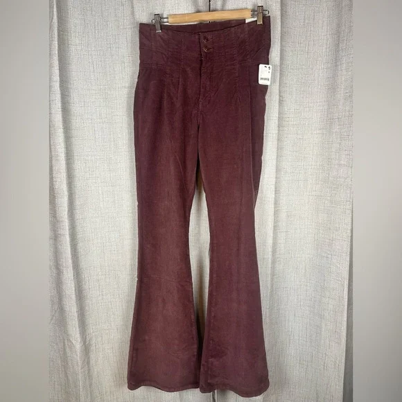 FREE PEOPLE We The Free Pants Jayde Cord High Rise Flare Retro Sz 28 NWT - Picture 2 of 6